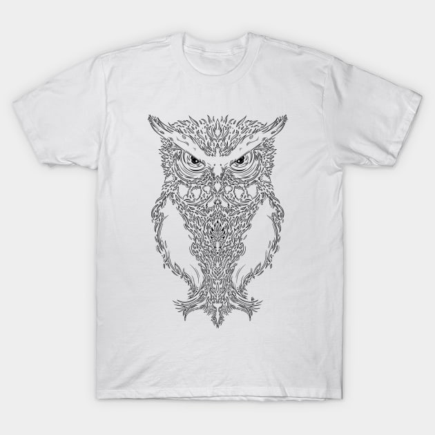 Flaming Owl T-Shirt by Ali Alhayki